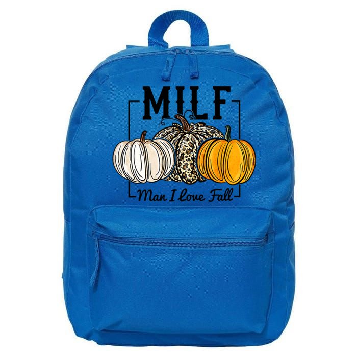 Milf I Love Fall Funny Pumpkin Autumn Lover Funny Gift 16 in Basic Backpack