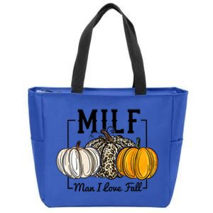 Milf I Love Fall Funny Pumpkin Autumn Lover Funny Gift Zip Tote Bag