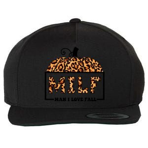 Milf I Love Fall Funny Pumpkin Autumn Lover Funny Gift Wool Snapback Cap