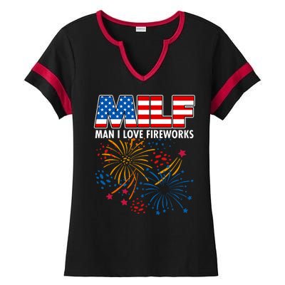 MILF Man I Love Firework Ladies Halftime Notch Neck Tee