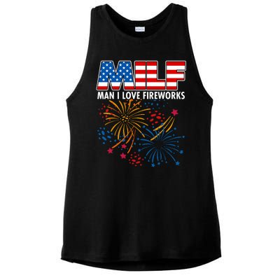 MILF Man I Love Firework Ladies PosiCharge Tri-Blend Wicking Tank