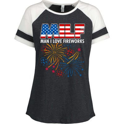 MILF Man I Love Firework Enza Ladies Jersey Colorblock Tee