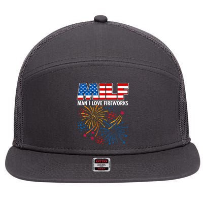 MILF Man I Love Firework 7 Panel Mesh Trucker Snapback Hat