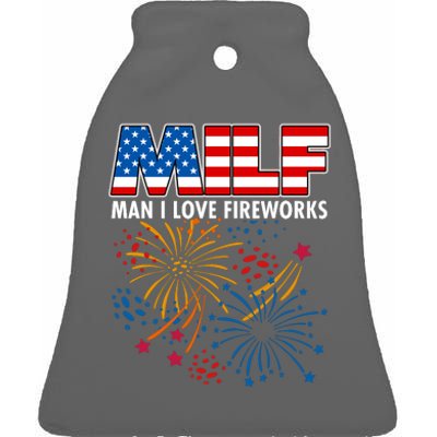 MILF Man I Love Firework Ceramic Bell Ornament