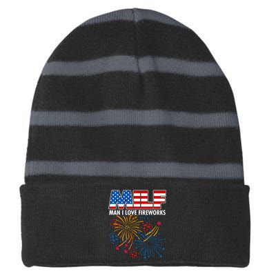 MILF Man I Love Firework Striped Beanie with Solid Band