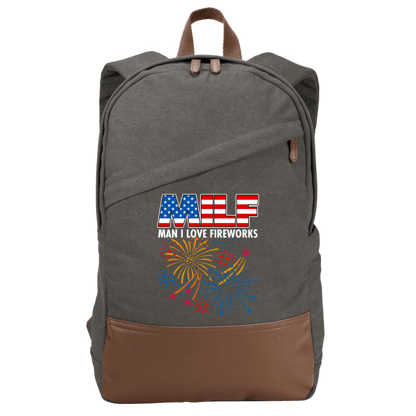 MILF Man I Love Firework Cotton Canvas Backpack