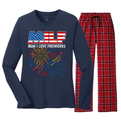 MILF Man I Love Firework Women's Long Sleeve Flannel Pajama Set 