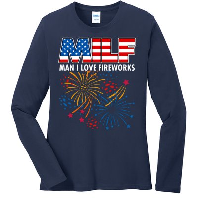 MILF Man I Love Firework Ladies Long Sleeve Shirt