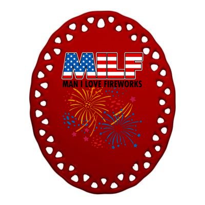 MILF Man I Love Firework Ceramic Oval Ornament