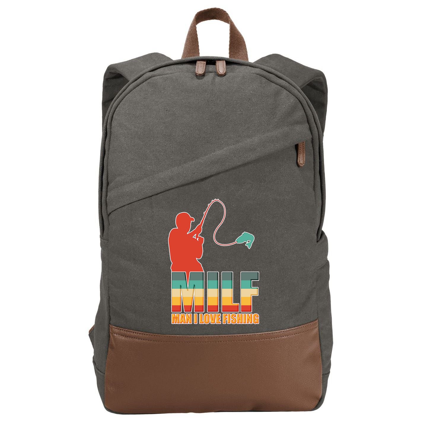 MILF Man I Love Fishing Cotton Canvas Backpack