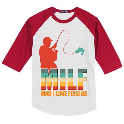 MILF Man I Love Fishing Kids Colorblock Raglan Jersey