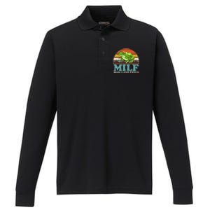 MILF Man I Love Frogs Performance Long Sleeve Polo