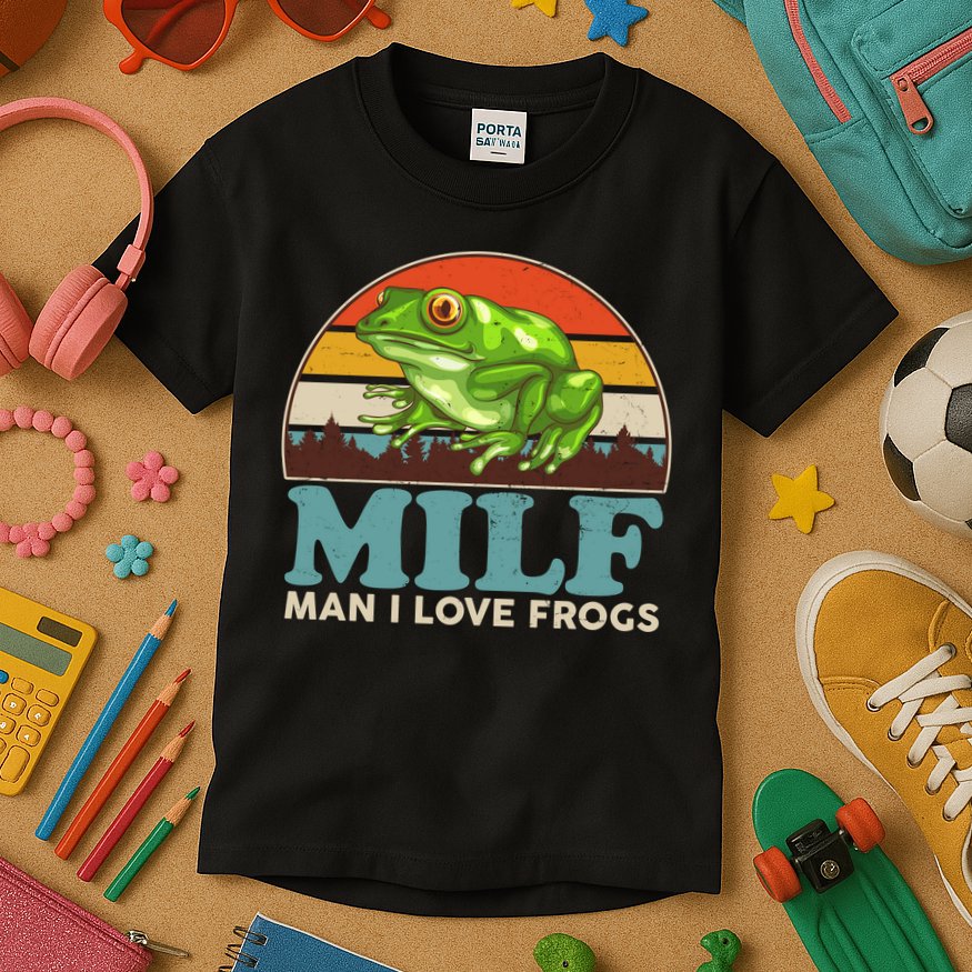 MILF Man I Love Frogs Kids T-Shirt