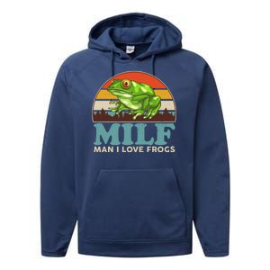 MILF Man I Love Frogs Performance Fleece Hoodie