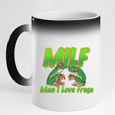 Milf Man I Love Frogs Funny 11oz Black Color Changing Mug