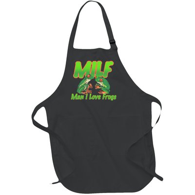 Milf Man I Love Frogs Funny Full-Length Apron With Pockets