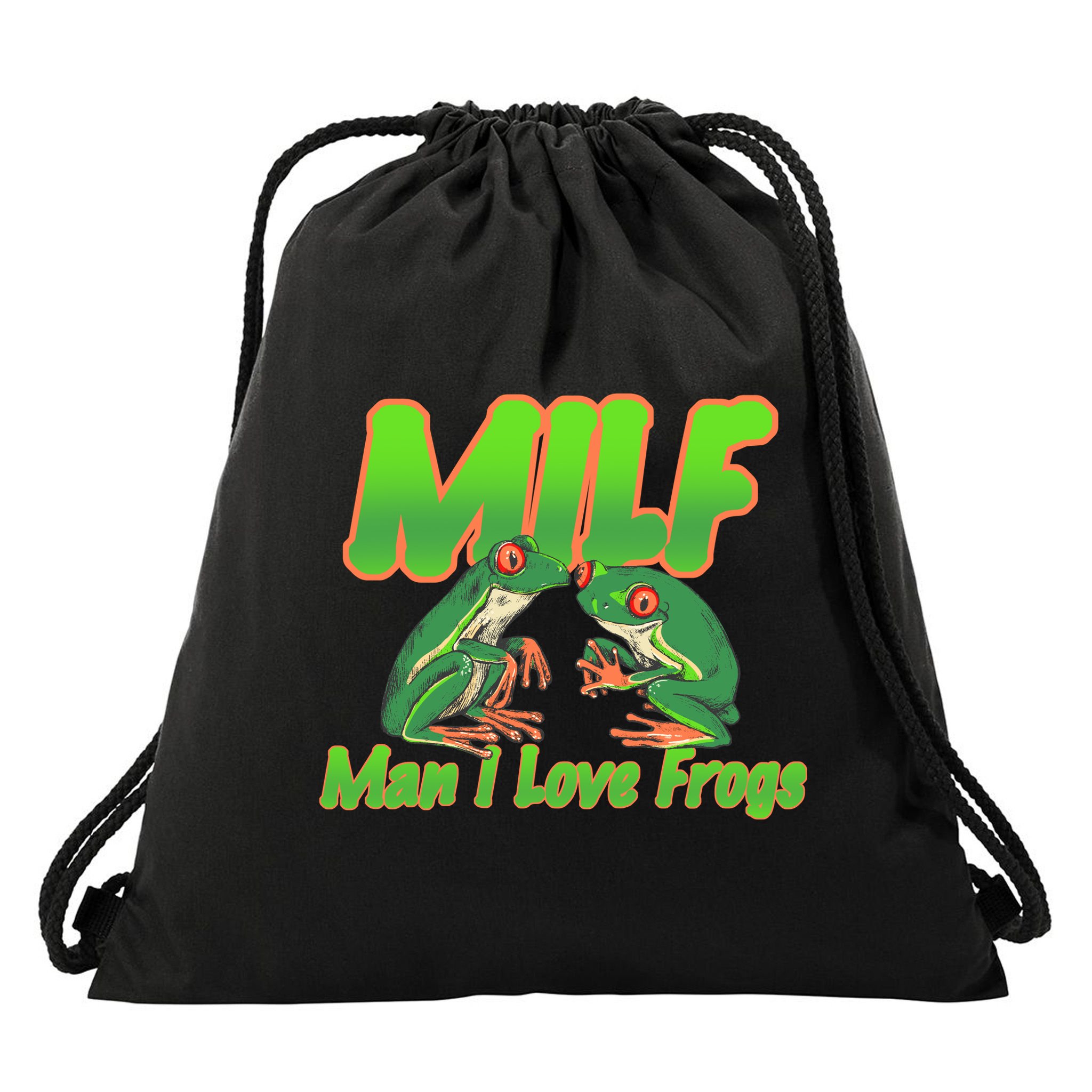 Milf Man I Love Frogs Funny Drawstring Bag