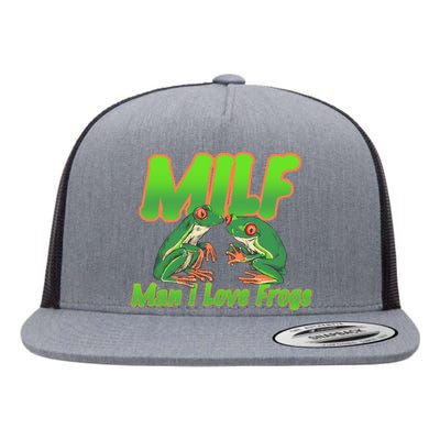 Milf Man I Love Frogs Funny Flat Bill Trucker Hat