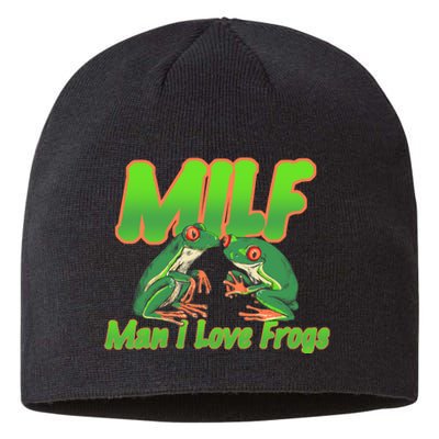 Milf Man I Love Frogs Funny Sustainable Beanie