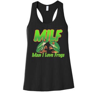 Milf Man I Love Frogs Funny Women's Racerback Tank