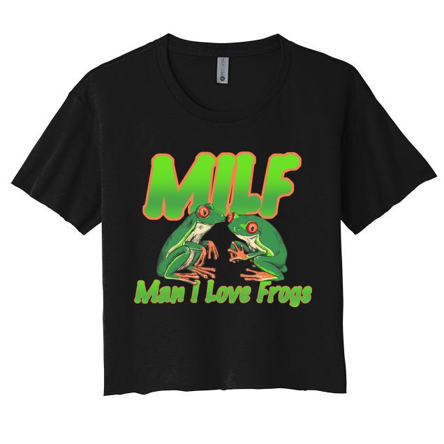 Milf Man I Love Frogs Funny Crop Top