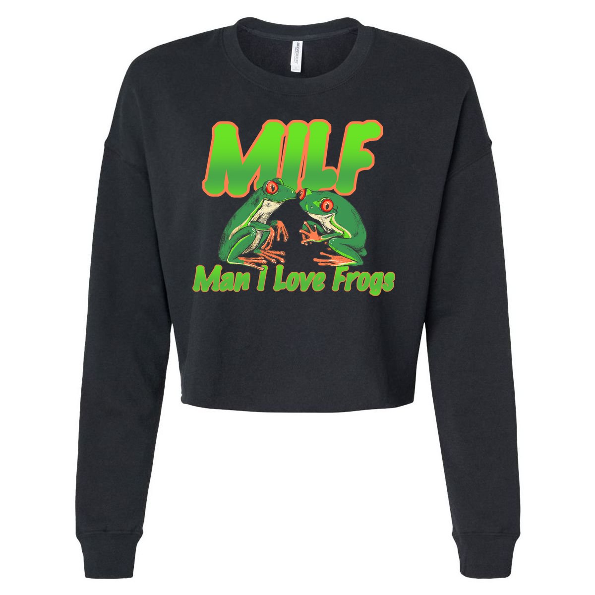 Milf Man I Love Frogs Funny Cropped Pullover Crew