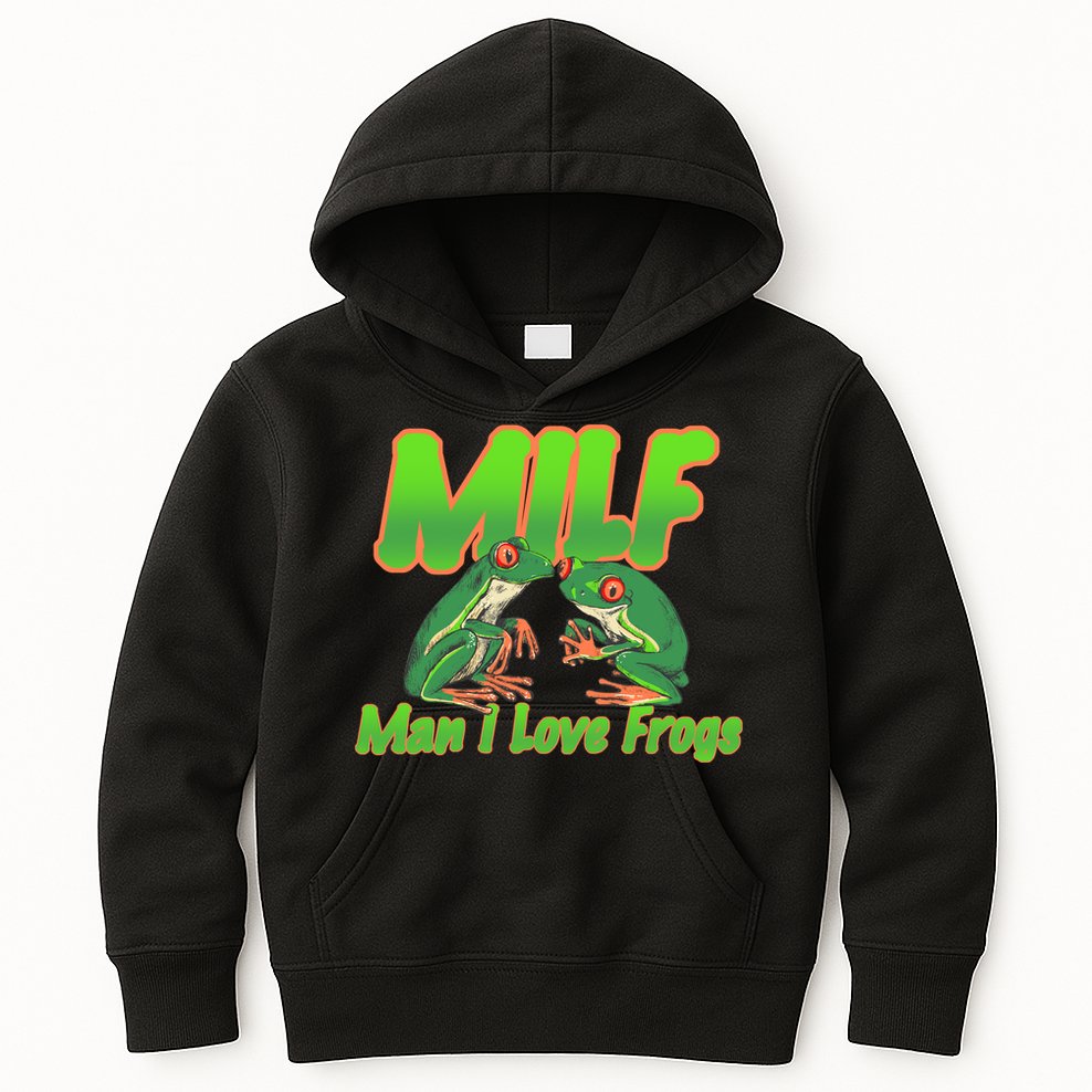 Milf Man I Love Frogs Funny Kids Hoodie