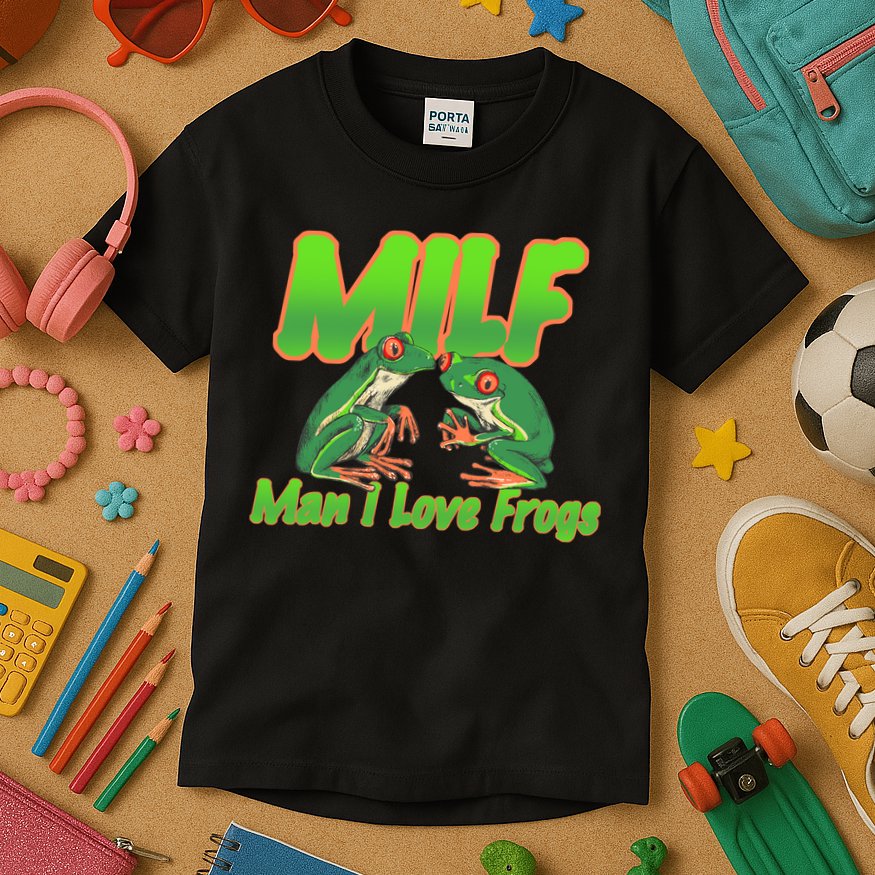 Milf Man I Love Frogs Funny Kids T-Shirt