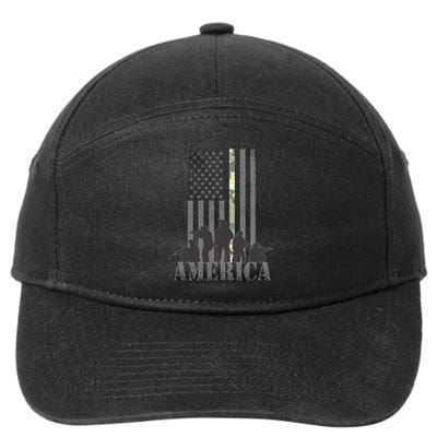 Military American Veteran Flag USA  7-Panel Snapback Hat
