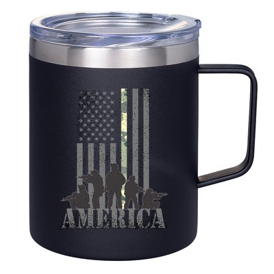 Military American Veteran Flag USA  12oz Stainless Steel Coffee Mug