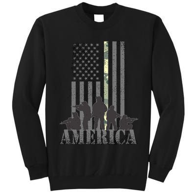 Military American Veteran Flag USA  Tall Sweatshirt