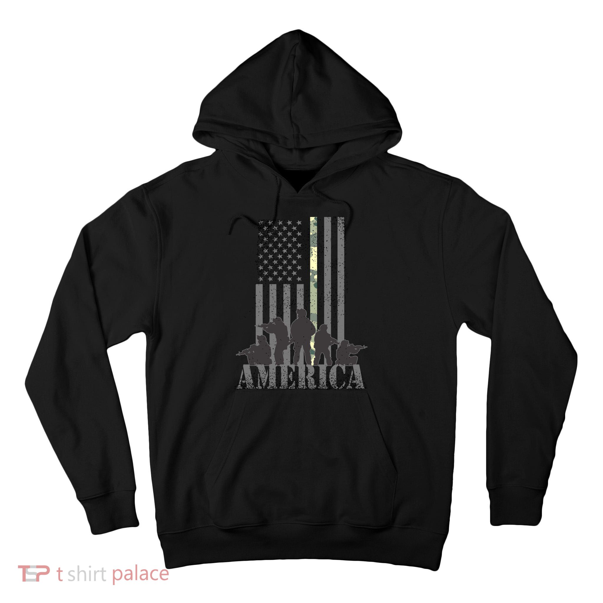 Military American Veteran Flag USA  Tall Hoodie
