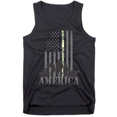 Military American Veteran Flag USA  Tank Top