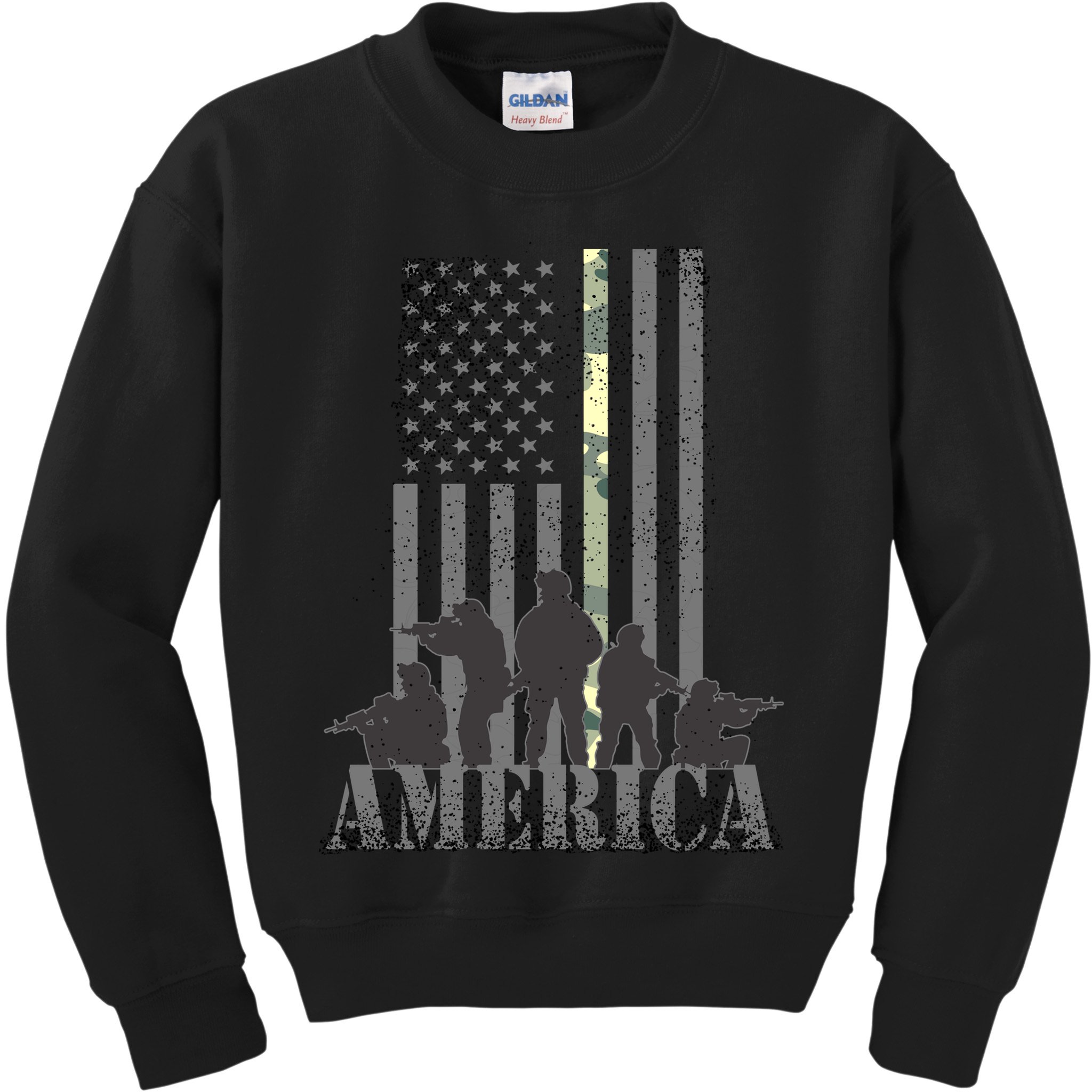 Military American Veteran Flag USA  Kids Sweatshirt