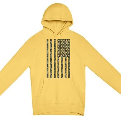 Military Camouflage USA American Flag Premium Pullover Hoodie