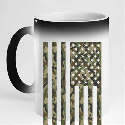 Military Camouflage USA American Flag 11oz Black Color Changing Mug