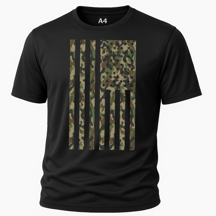 Military Camouflage USA American Flag Cooling Performance Crew T-Shirt