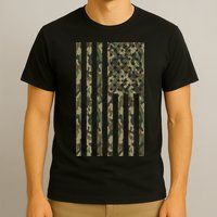 Military Camouflage USA American Flag T-Shirt