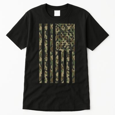 Military Camouflage USA American Flag Tall T-Shirt