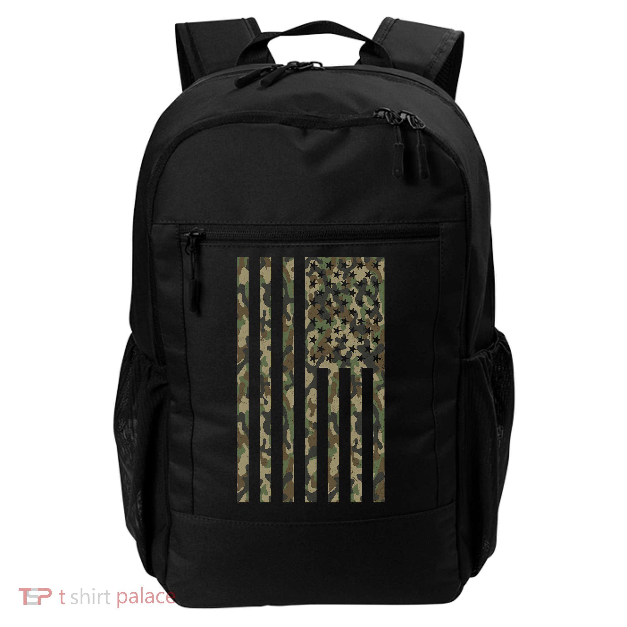 Military Camouflage USA American Flag Daily Commute Backpack
