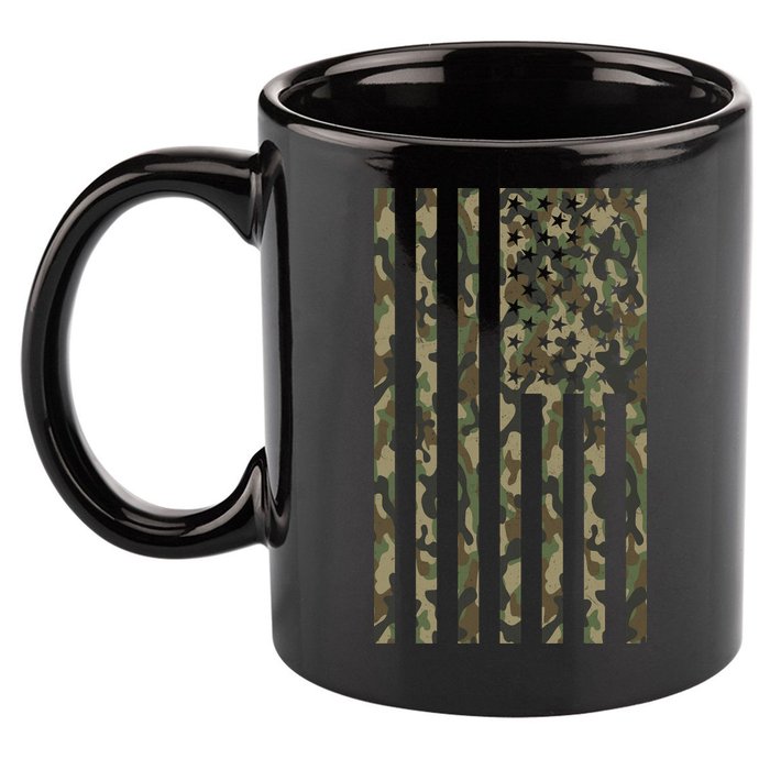 Military Camouflage USA American Flag 11oz C Handle Ceramic Mug