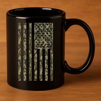 Military Camouflage USA American Flag 11oz C Handle Ceramic Mug