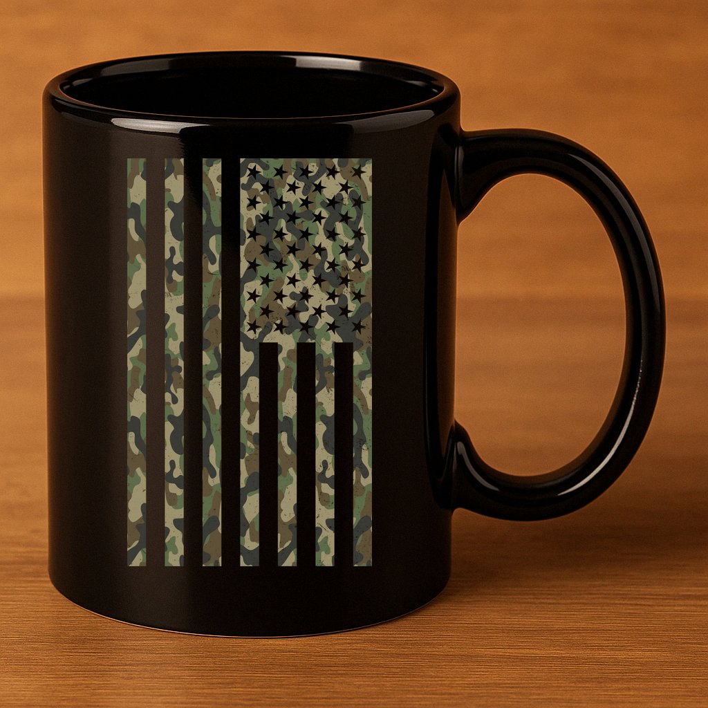 Military Camouflage USA American Flag 11oz C Handle Ceramic Mug