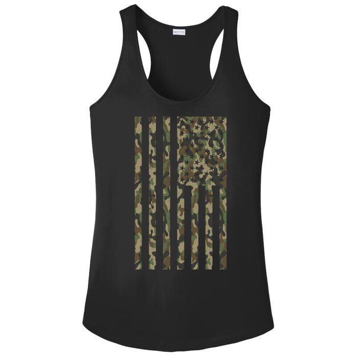 Military Camouflage USA American Flag Ladies PosiCharge Competitor Racerback Tank