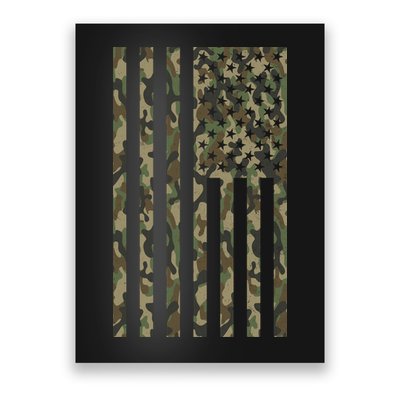 Military Camouflage USA American Flag Poster