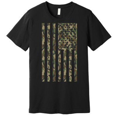 Military Camouflage USA American Flag Premium T-Shirt