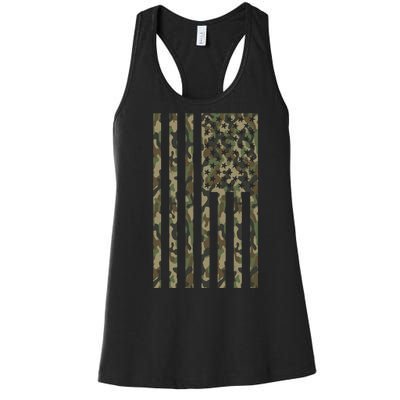 Military Camouflage USA American Flag Women's Racerback Tank