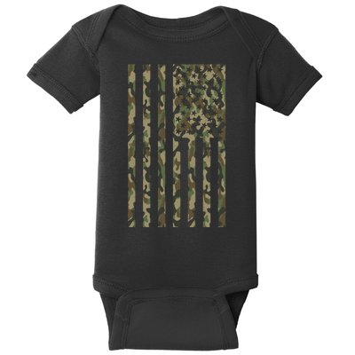 Military Camouflage USA American Flag Baby Bodysuit