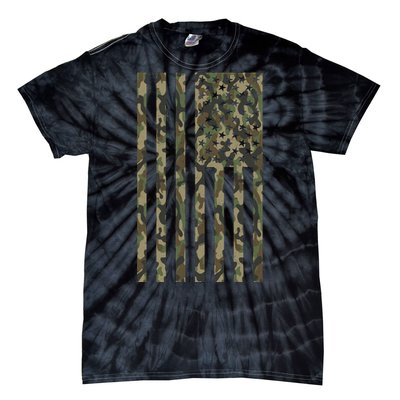 Military Camouflage USA American Flag Tie-Dye T-Shirt