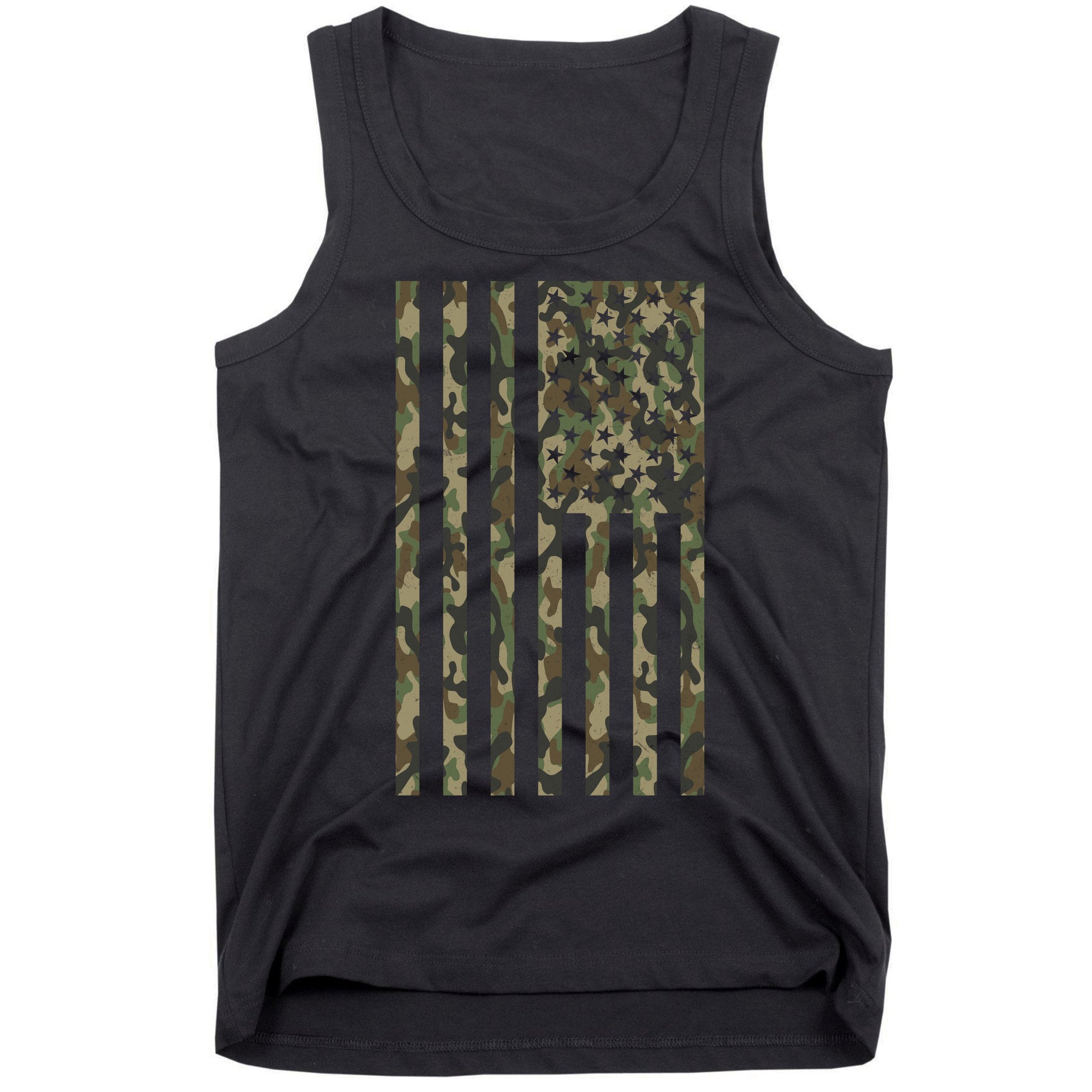 Military Camouflage USA American Flag Tank Top